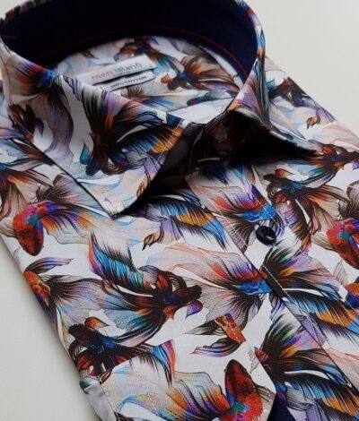 Różnokolorowa koszula męska z odważnym deseniem