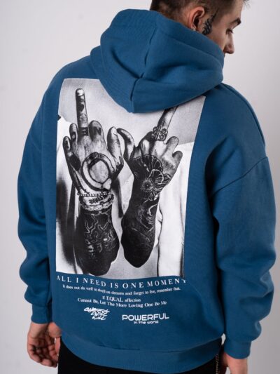 Bluza "All I Need is One Moment" - NIebieska