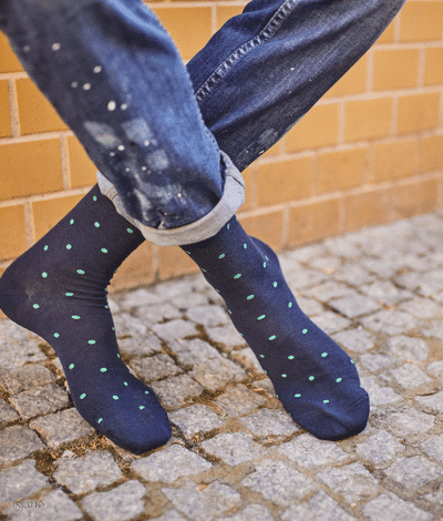 Skarpety "Zielone kropki na granatowym tle"