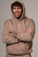 Męska bluza dresowa z kapturem w kolorze capuccino