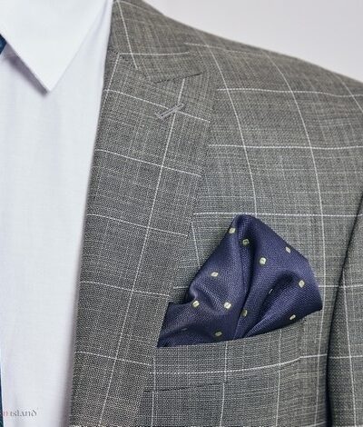 Trzyczęściowy, zielony garnitur męski w kratę windowpane