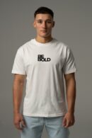Biała koszulka męska oversize “Be bold”