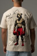 Beżowa koszulka oversize z bokserskim akcentem