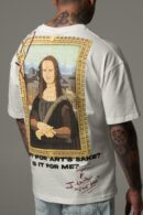 Biała koszulka męska oversize z nadrukiem na plecach