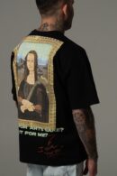 Czarna koszulka męska oversize z nadrukiem na plecach