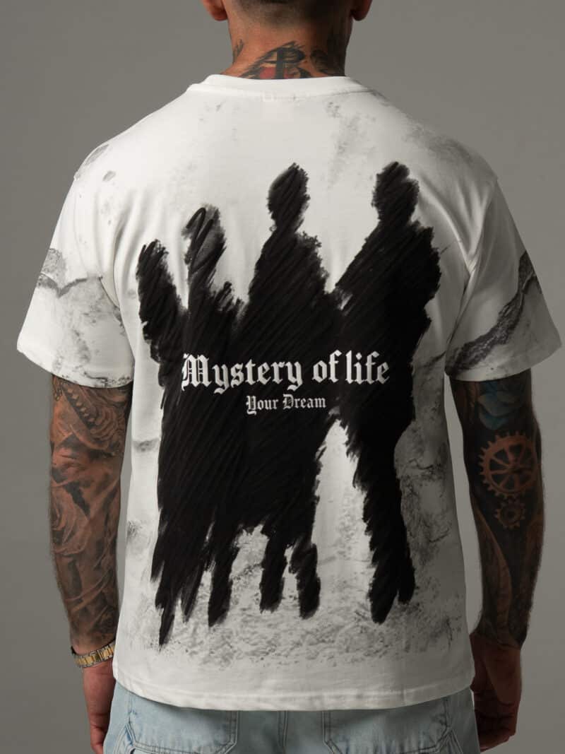Biała koszulka męska “Mystery of life”