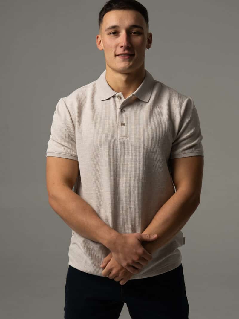 Polo męskie w kolorze beżowego melanżu