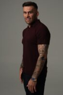 Bordowa dzianinowa koszulka męska polo