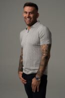 Szara dzianinowa koszulka męska polo