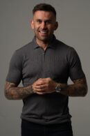 Grafitowa dzianinowa koszulka męska polo