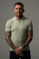 Jasnozielona dzianinowa koszulka męska polo