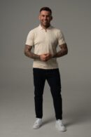 Dzianinowa koszulka męska polo w kolorze ecru