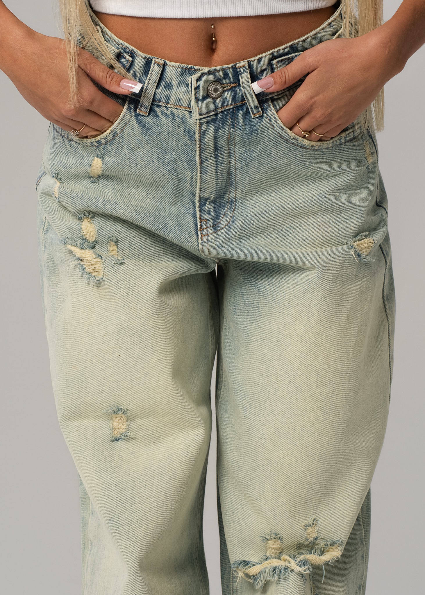 Jeansy damskie vintage light baggy - obrazek 5