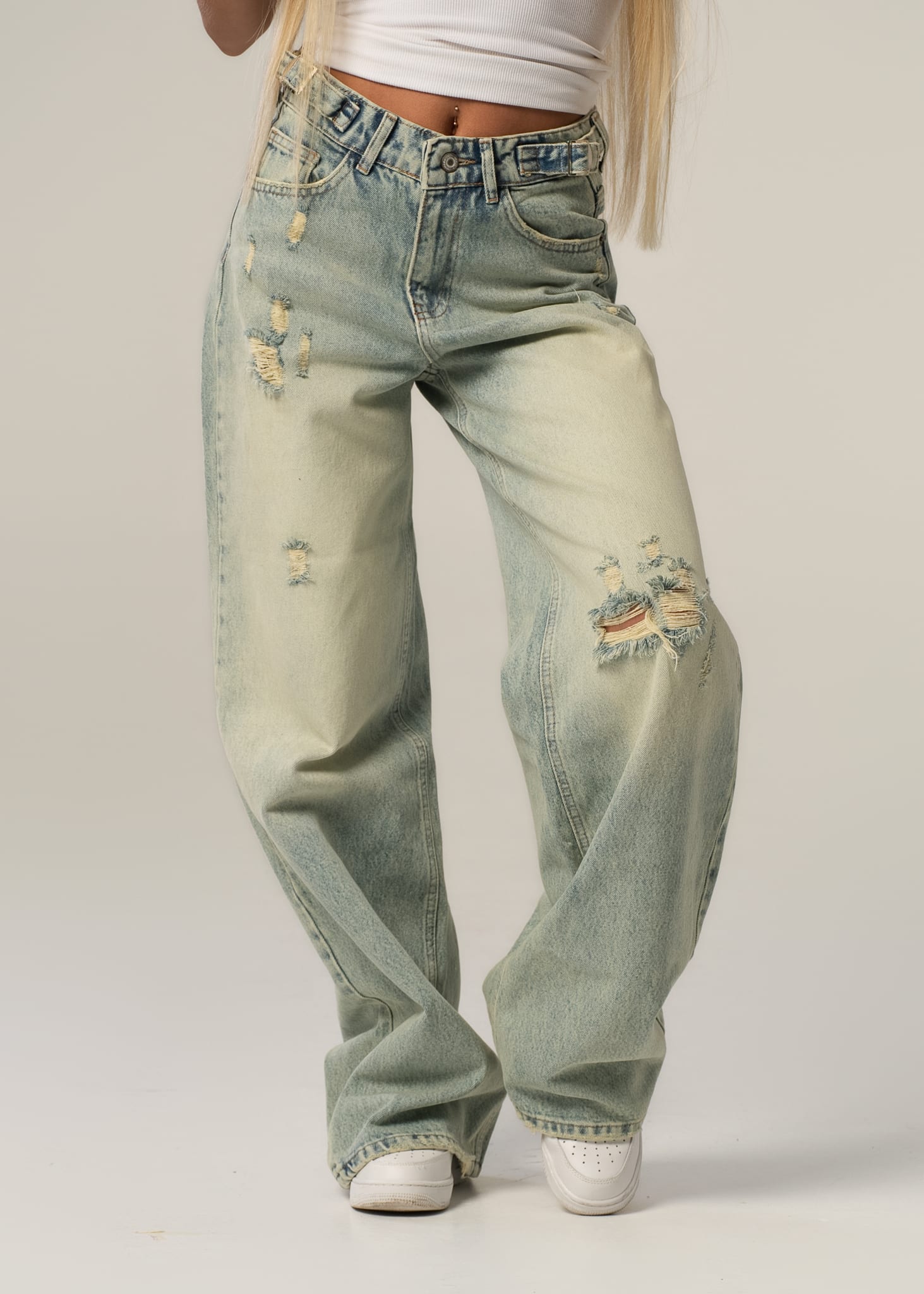 Jeansy damskie vintage light baggy - obrazek 6