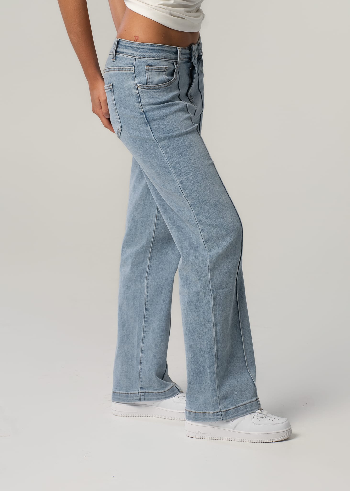 Damskie jeansy sky blue wide leg - obrazek 2