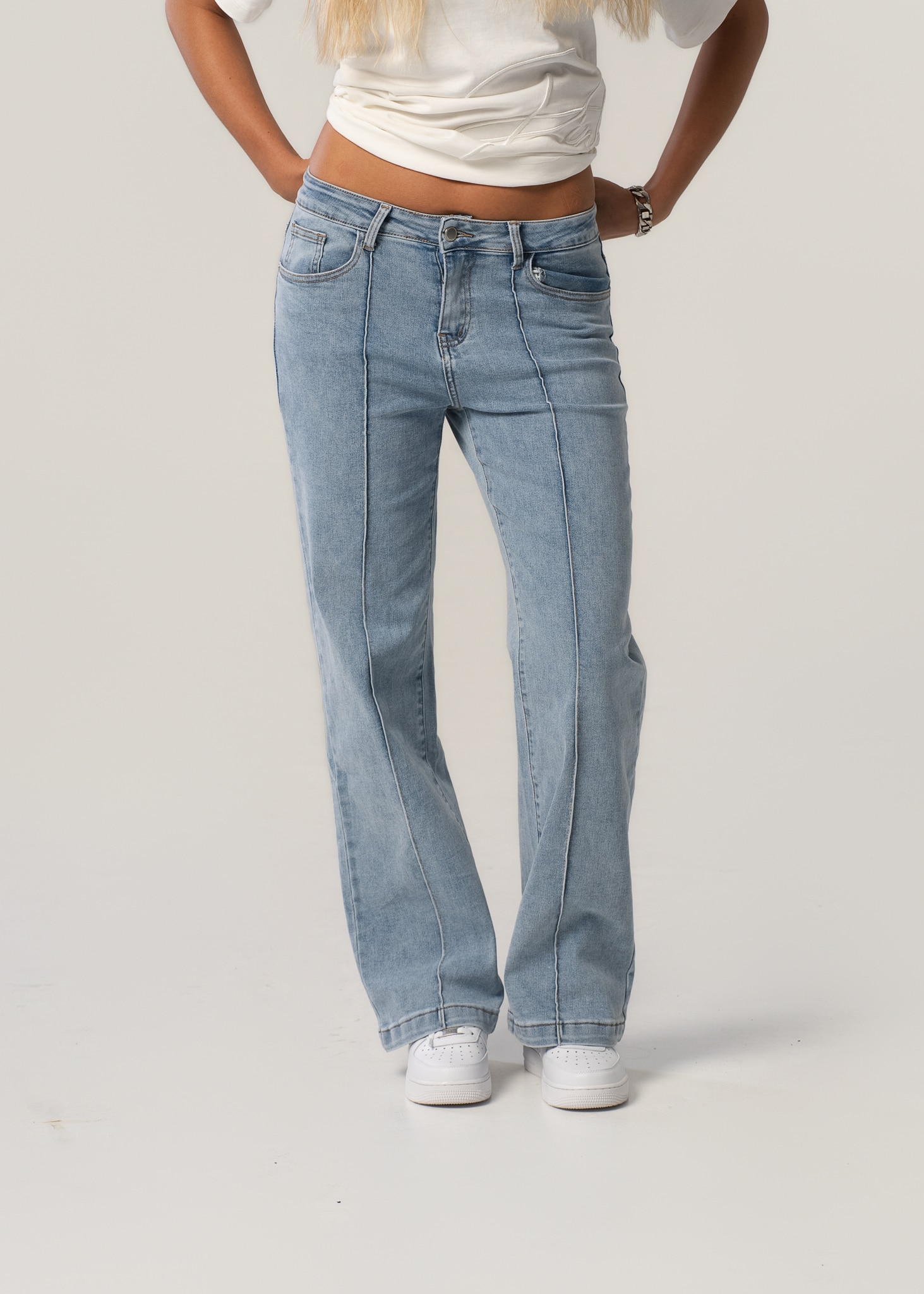Damskie jeansy sky blue wide leg
