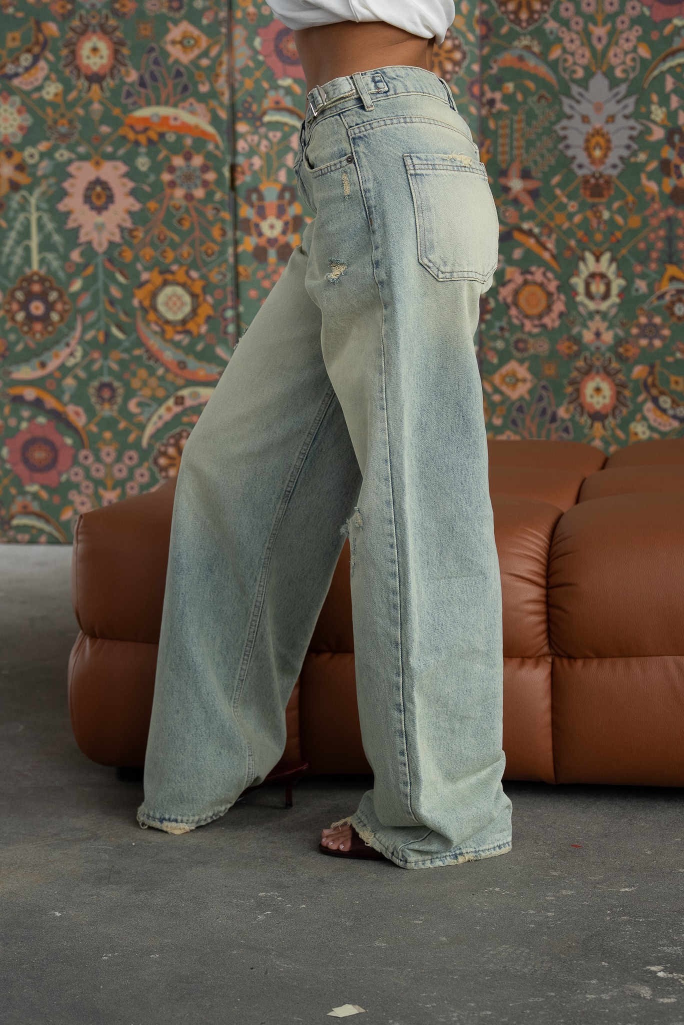 Jeansy damskie vintage light baggy - obrazek 8