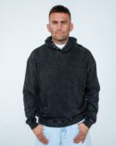 Bluza z kapturem w stylu vintage czarna z przetarciami